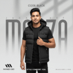 Black Hooded Street Vest – Cotton Padded, Multi-Pocket Winter Waistcoat for Men - Image 2