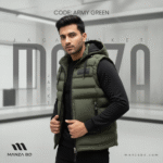 Green Hooded Outdoor Vest – Breathable Cotton-Polyester Padded Jacket for Men - Image 3