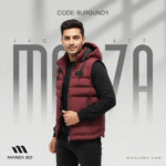 Red Padded Winter Vest – Hooded Street Style Waistcoat with Utility Pockets - Image 2