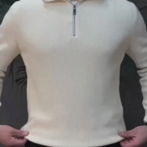 Jet Off-white Quarter-Zip Ribbed Sweater